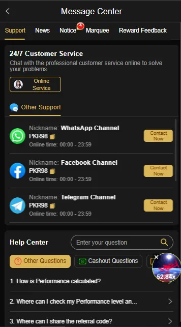 PKR98 Game Customer Support