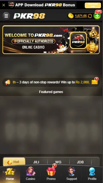 PKR98 Game App Interface